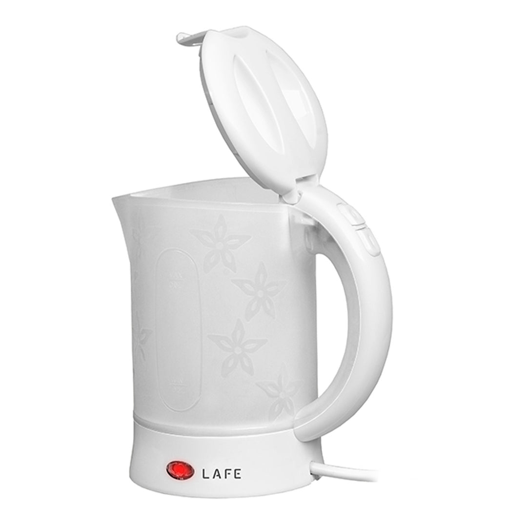 Bollitore elettrico Lafe, turistico, 600W, capacità 0,6l, 2 tazze, 2 cucchiai, bianco, Scandi
