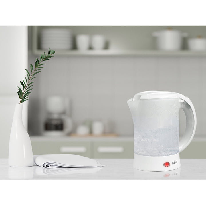 Bollitore elettrico Lafe, turistico, 600W, capacità 0,6l, 2 tazze, 2 cucchiai, bianco, Scandi