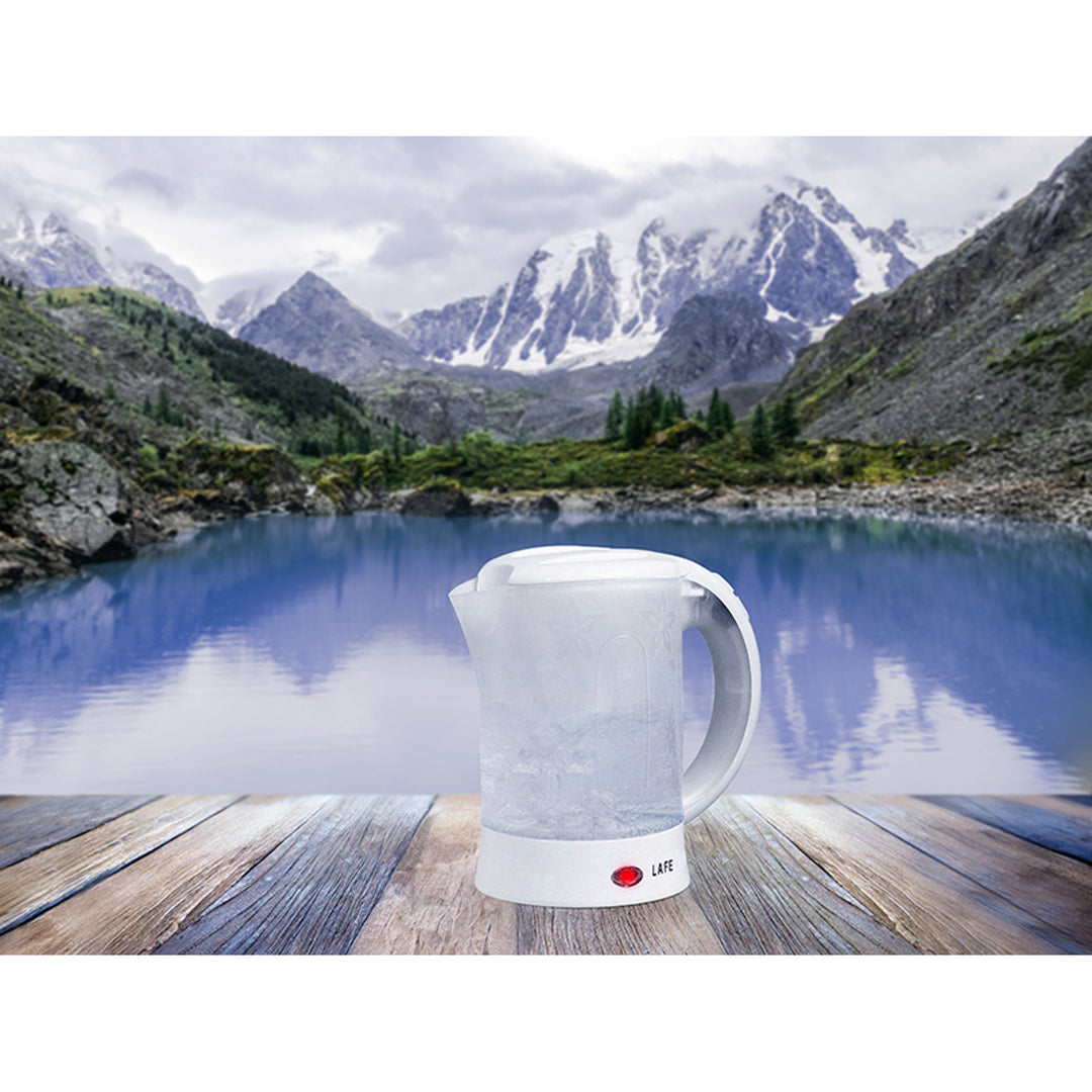 Bollitore elettrico Lafe, turistico, 600W, capacità 0,6l, 2 tazze, 2 cucchiai, bianco, Scandi