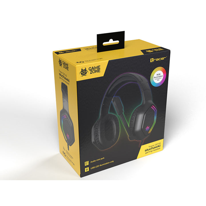 Cuffie da gioco Tracer, retroilluminazione RGB, microfono pieghevole, Gamezone GZ X3