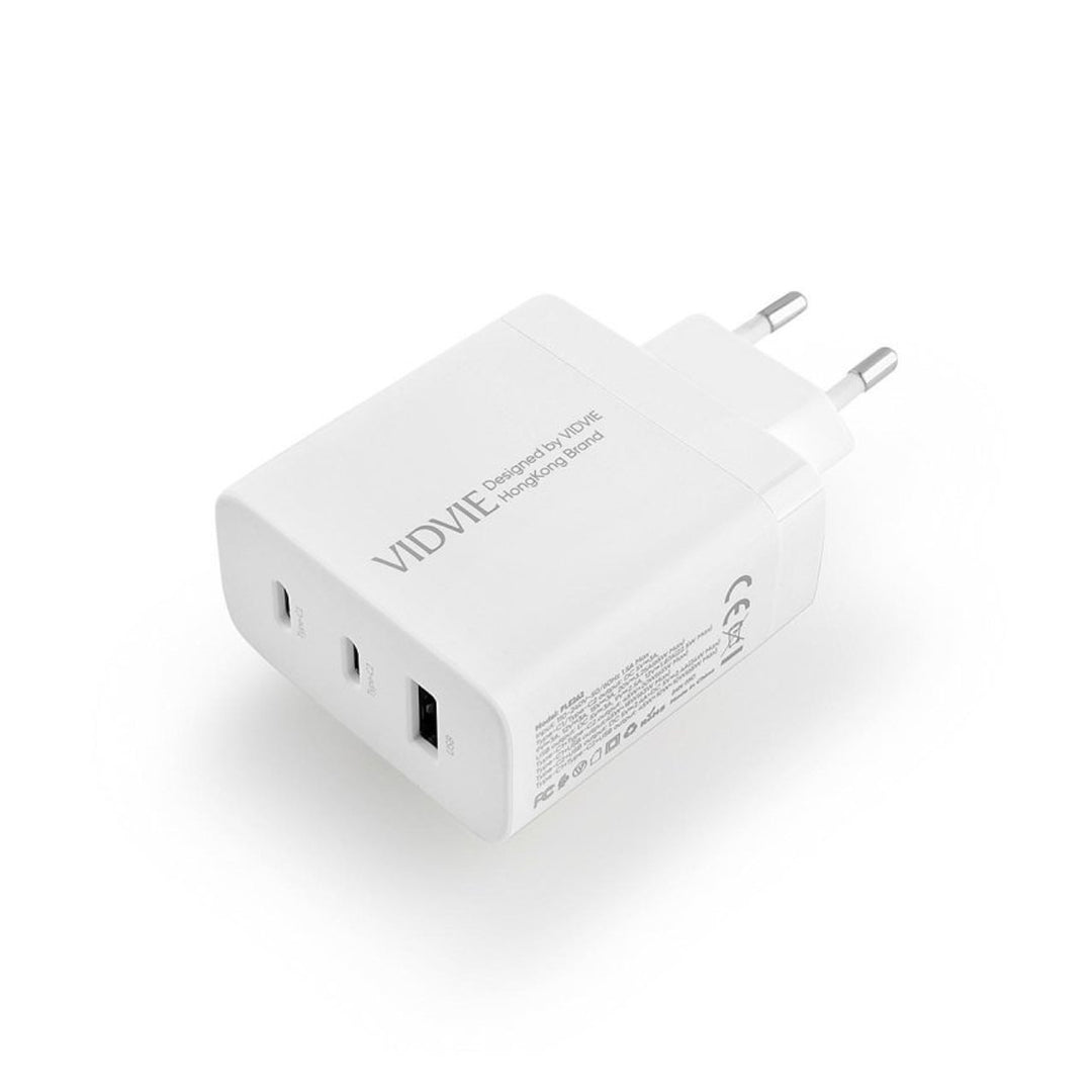 Caricatore di rete VIDVIE, 3A, 65W, 2x USB-C, 1x USB, cavo USB-C/USB-C, PLE262