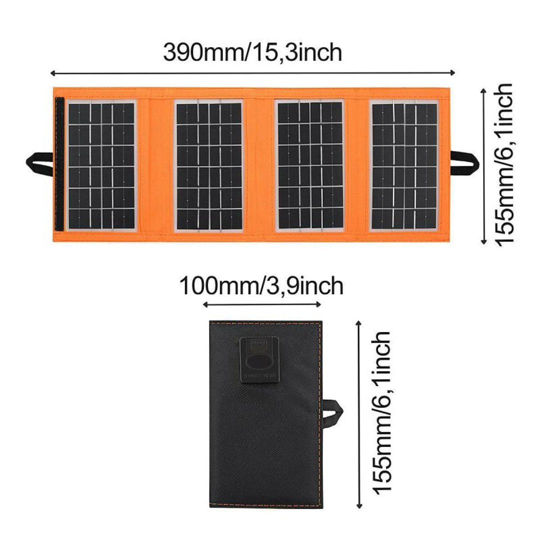 Pannello solare, caricatore, 6W, 1 porta USB, nero e arancione, A01
