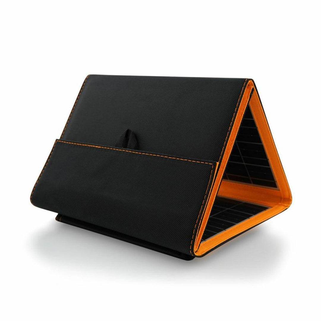 Pannello solare, caricatore, 20W, 2 porte USB, nero e arancione, A05