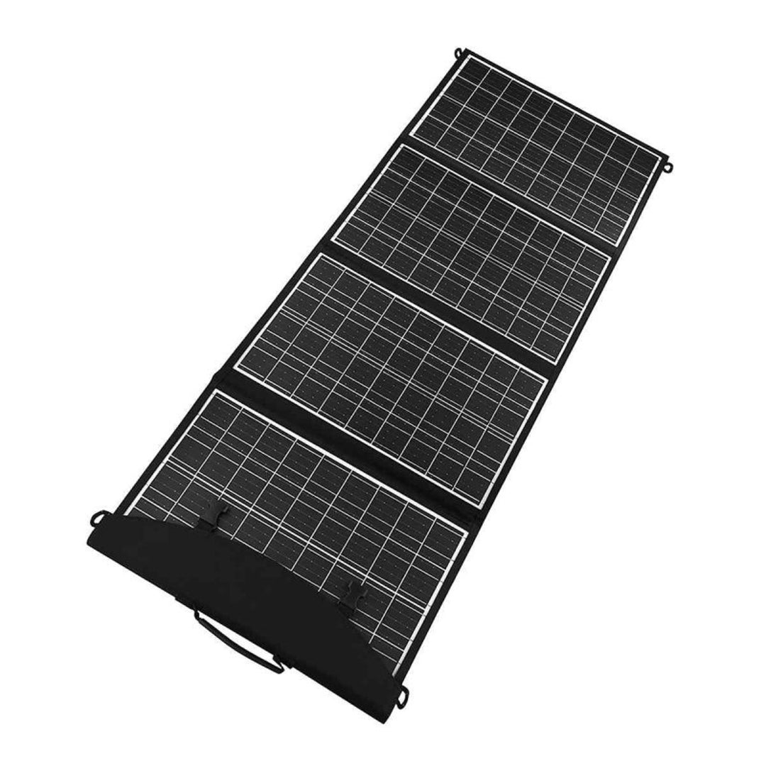 Pannello solare, caricatore, 60W, 2 porte USB, nero e arancione, A06