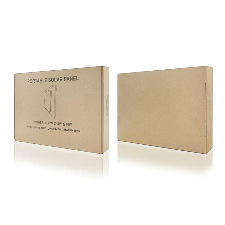 Pannello solare, caricatore, 60W, 2 porte USB, nero e arancione, A06