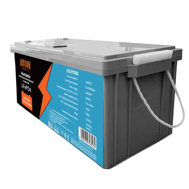 Batteria LiFePo4 Lexton al litio-ferro-fosfato, con BMS, 12,8V, 200Ah, LXLFP200