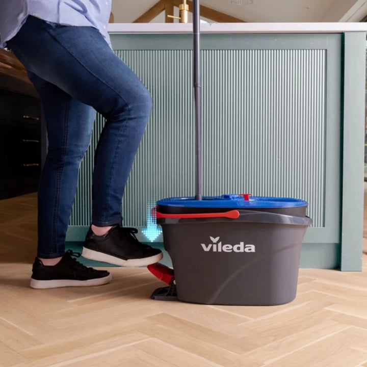 Mocio rotante Vileda, due camere, sistema di centrifugazione, barra pieghevole, facile pulizia degli angoli, turbo H2prO