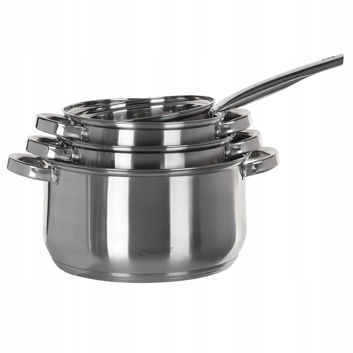Maestro Set di pentole da 9 pezzi 1,5L, 2L, 3L, 5L, acciaio inox, lavabile in lavastoviglie, adatto a tutti i tipi di cucina, piastra, MR-2021