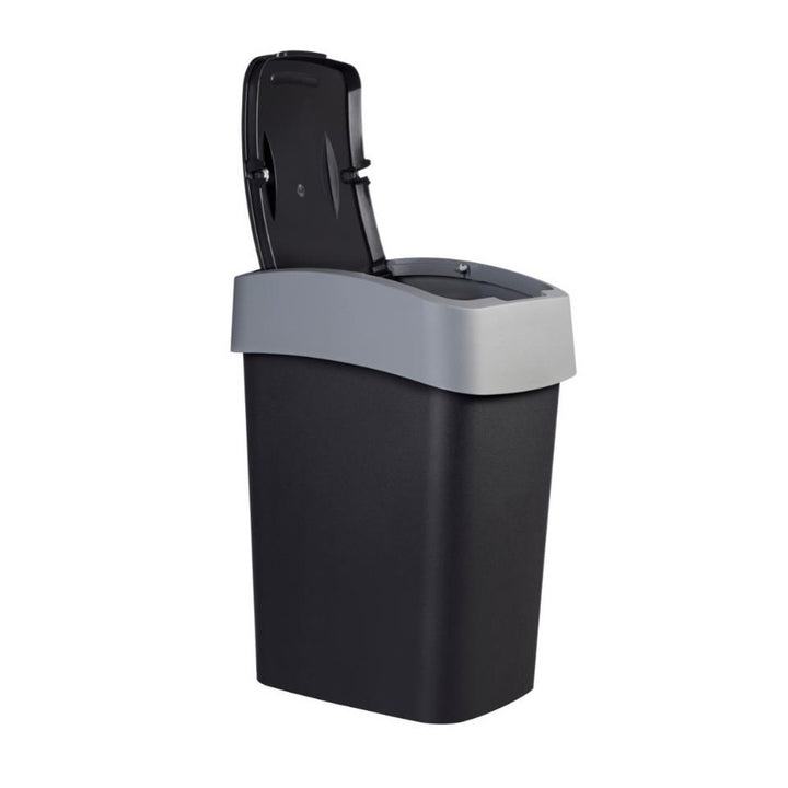 Cestino Curver, con coperchio, incernierato, 25l, nero/argento, Flip Bin