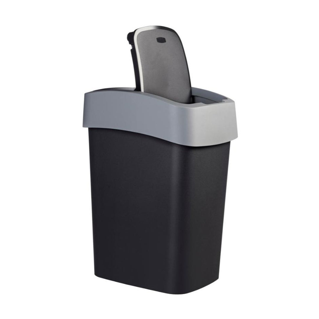 Cestino Curver, con coperchio, incernierato, 25l, nero/argento, Flip Bin