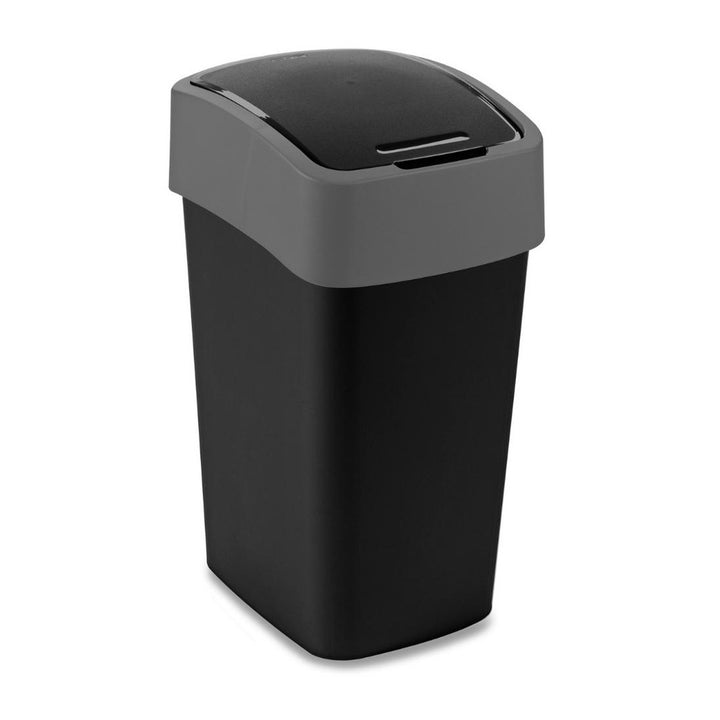 Cestino Curver, con coperchio, incernierato, 25l, nero/argento, Flip Bin