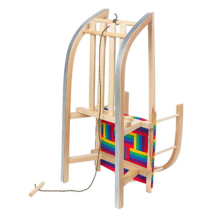 GreenBlue slitta in legno, schienale, sedile in tessuto, corda, fino a 100 kg, GB154