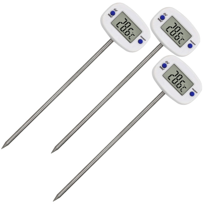 Termometro/sonda per alimenti, verde-blu, lunghezza sonda 15 cm, intervallo di temperatura da -50°C a +300°C, precisione 0,1°C, GB382, 3 pezzi