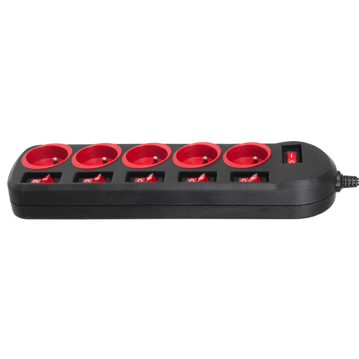 Ciabatta elettrica Maclean, cavo di prolunga a 5 prese, con interruttori, 250VAC/10A, 1,5 m, MCE204, 2 pezzi