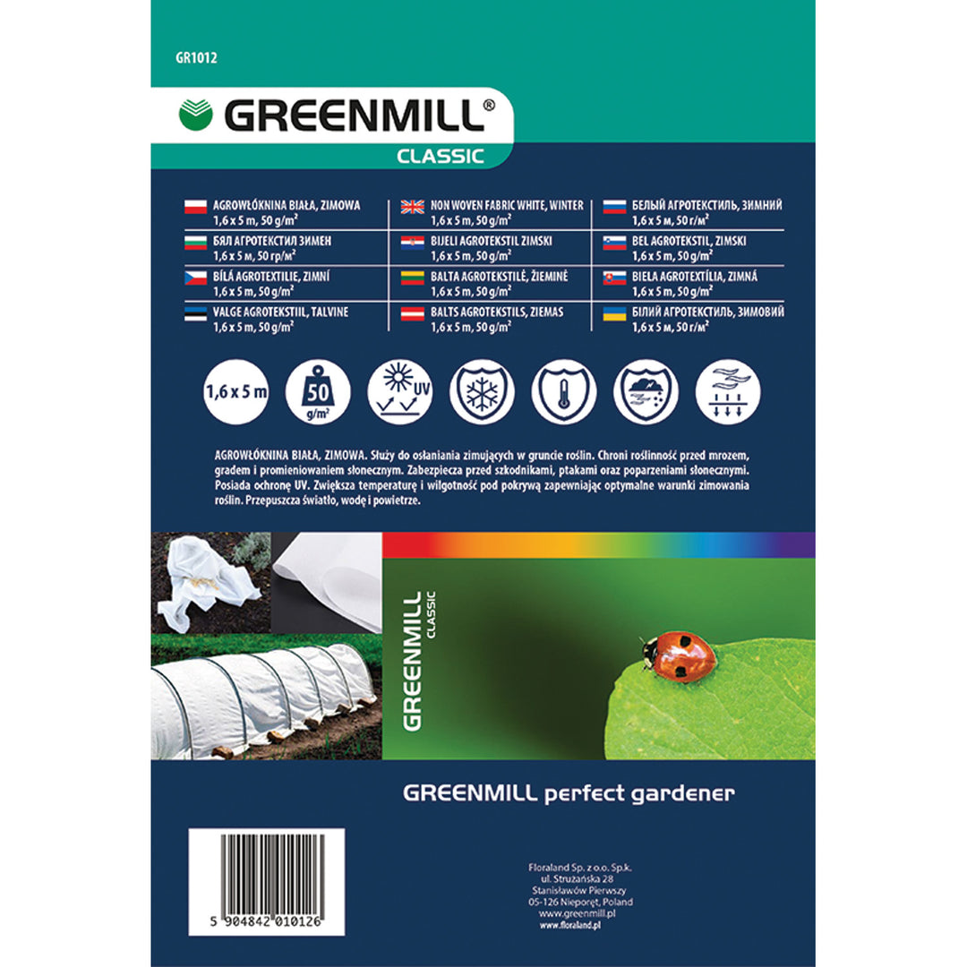 Agrotessile Greenmill, invernale, 50g, 1,6x5m, bianco, GR1012