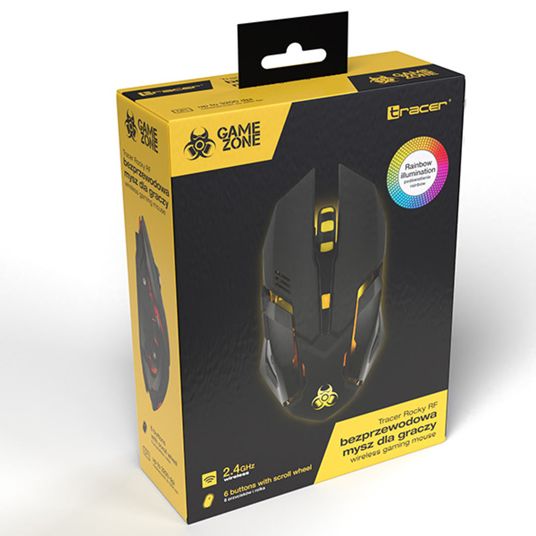 Mouse da gioco Tracer, senza fili, batteria da 500 mAh, 3200 DPI, Gamezone Rocky RF Nano