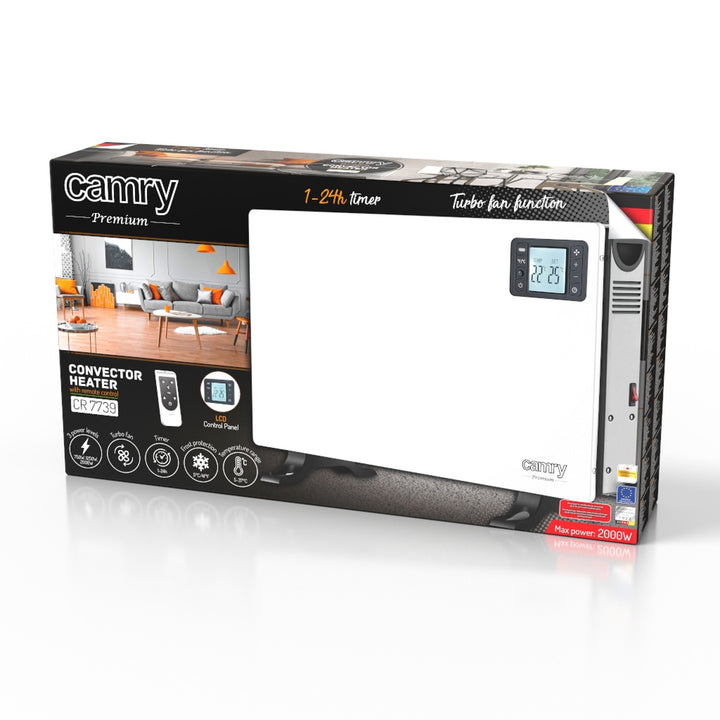 Riscaldatore a convettore Camry, potenza 2000W, pannello LCD, telecomando, timer, termostato, CR 7739