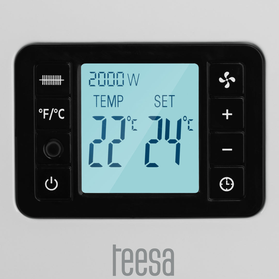 Riscaldatore a convettore Teesa, funzione timer, controllo della temperatura, modalità antigelo, azionato da telecomando, TSA8054