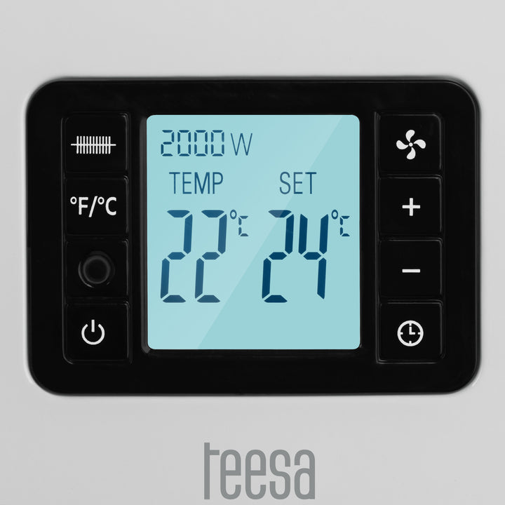 Riscaldatore a convettore Teesa, funzione timer, controllo della temperatura, modalità antigelo, azionato da telecomando, TSA8054