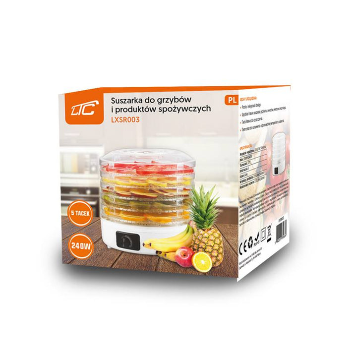 Essiccatore per funghi, verdure, frutta, carne LTC, potenza regolabile, base antiscivolo, 5 vassoi, lavabile in lavastoviglie, LXSR003
