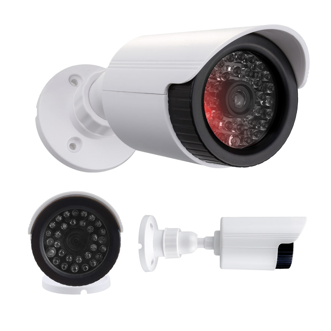 Falsa telecamera tubolare, LED IR, bianca, alimentazione 2xAA (non incluse), ABS, IR1800 W