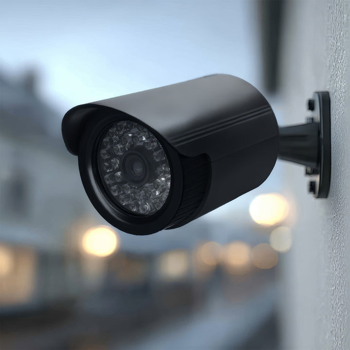 Falsa telecamera tubolare, LED IR, nera, alimentazione 2xAA (non incluse), ABS, IR1800 B