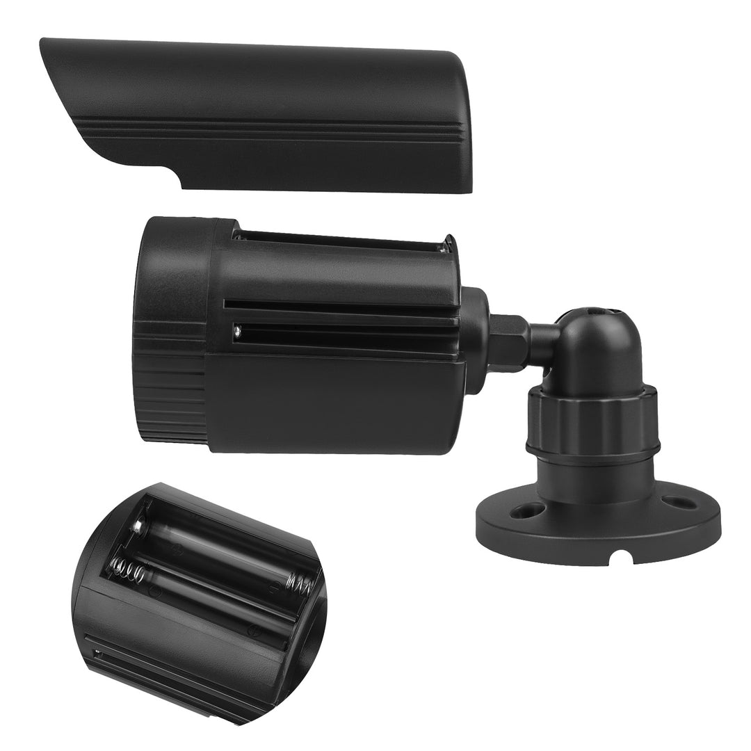 Set di due telecamere tubolari finte, LED IR, nere, alimentazione 2xAA (non incluse), ABS, IR1800 BT