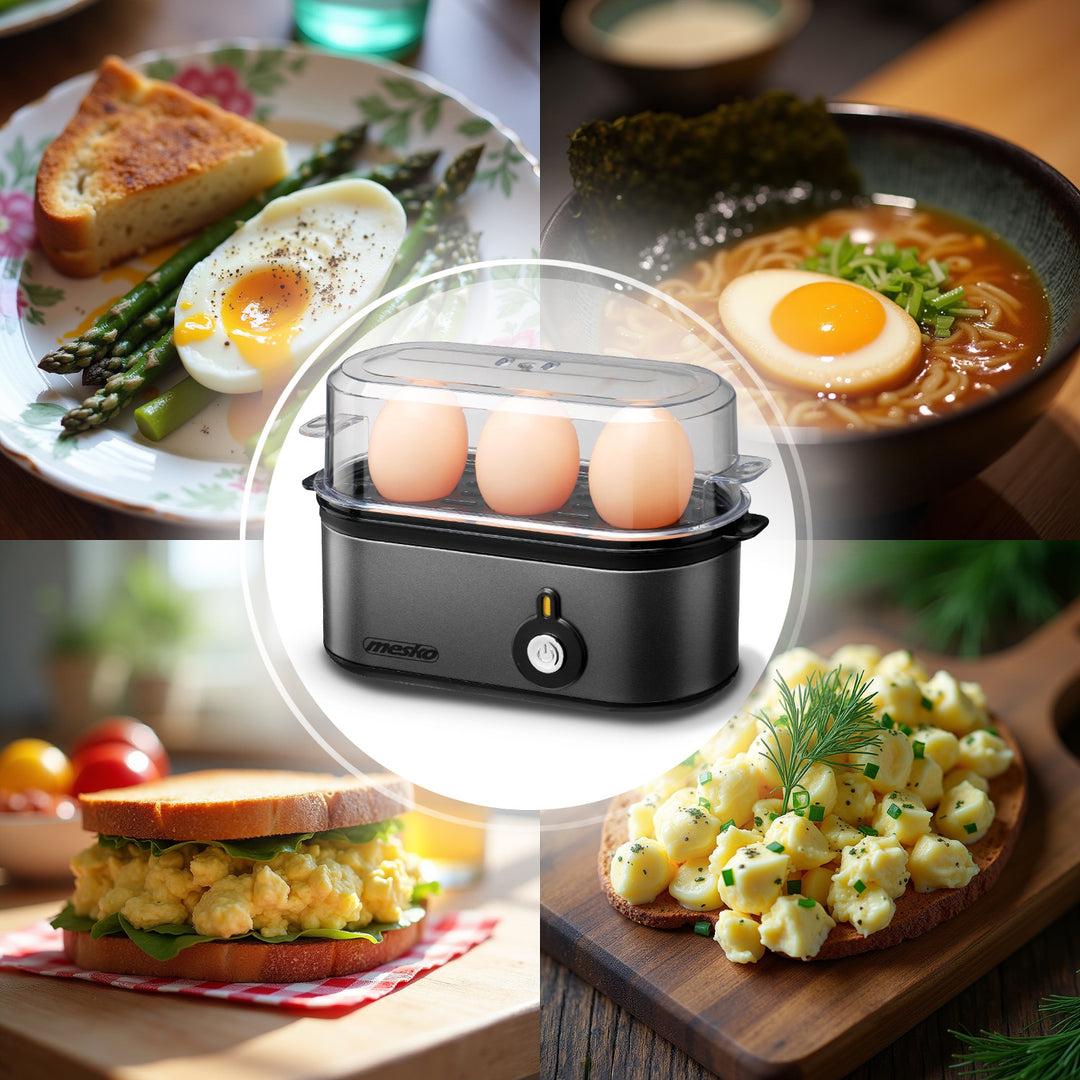 Cuociuova Mesko per 3 uova, potenza 210W, fase di cottura selezionabile, indicatore luminoso, MS 4485