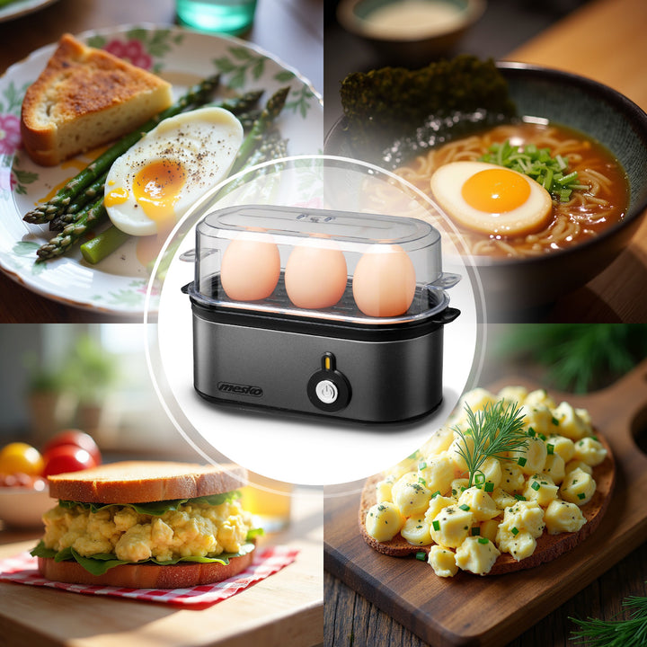 Cuociuova Mesko per 3 uova, potenza 210W, fase di cottura selezionabile, indicatore luminoso, MS 4485