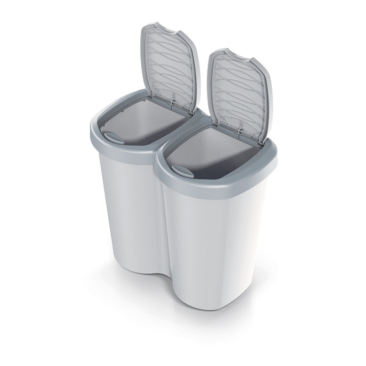 Cestino Compacta B Duo, grigio/ grigio cenere, capacità 40L, uno scomparto, due coperchi, versione da parete, NDBS40-429U_427C