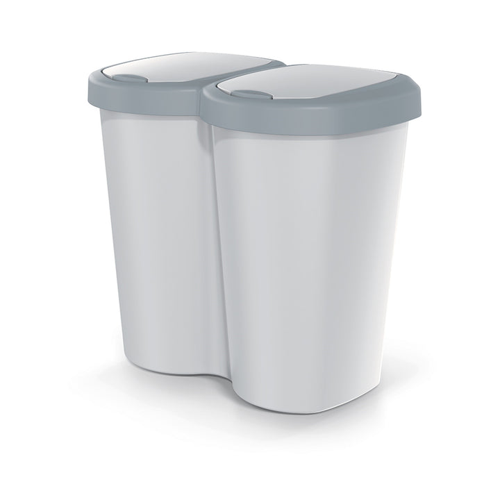 Cestino Compacta B Duo, grigio/ grigio cenere, capacità 40L, uno scomparto, due coperchi, versione da parete, NDBS40-429U_427C