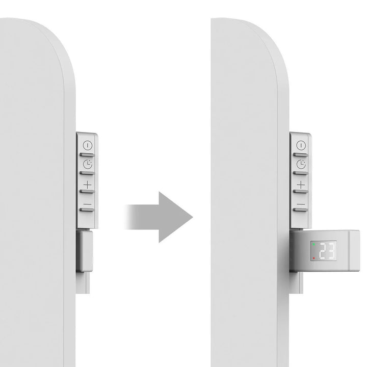 Riscaldatore a infrarossi Cronos, 450W, con termostato e telecomando, regolabile da 10°C a 50°C, a bassa perdita di energia, Titanio CR-500
