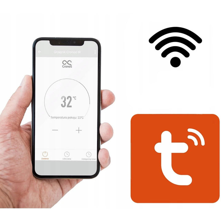 Riscaldatore a infrarossi Cronos, 450W, con termostato e telecomando, regolabile da 10°C a 50°C, a bassa perdita di energia, Titanio CR-500
