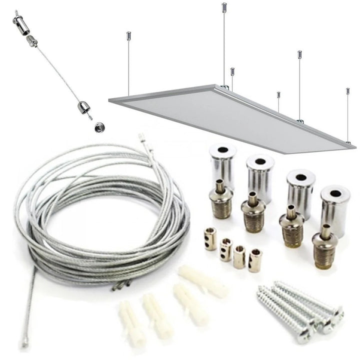 Kit di montaggio a soffitto per riscaldatori a tubo radiante Cronos, lunghezza cavo 1 m, in acciaio inox