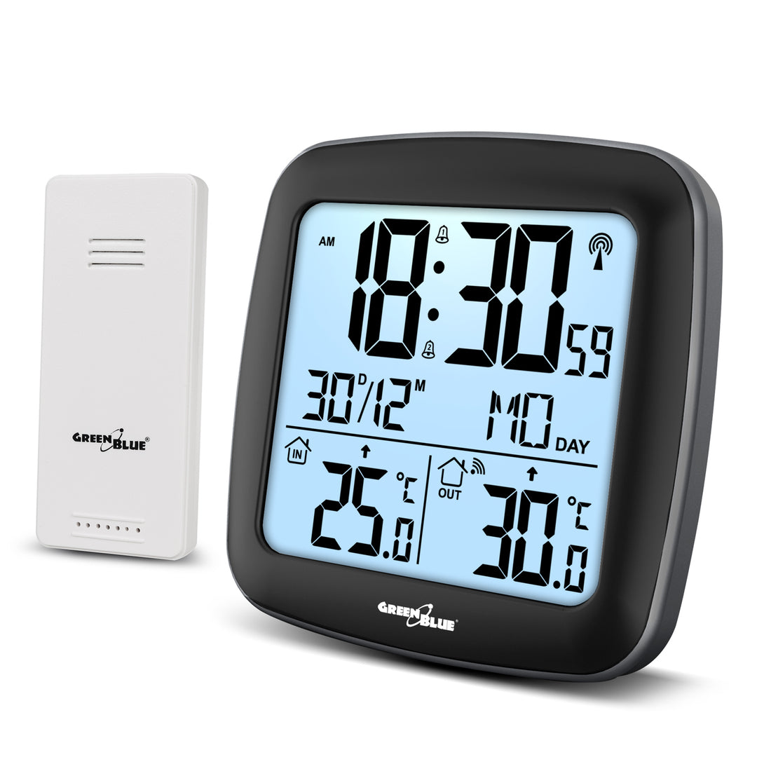 Stazione meteo wireless GreenBlue, con DCF, calendario, allarme, GB542 + 4x batterie alcaline AAA Varta Industrial