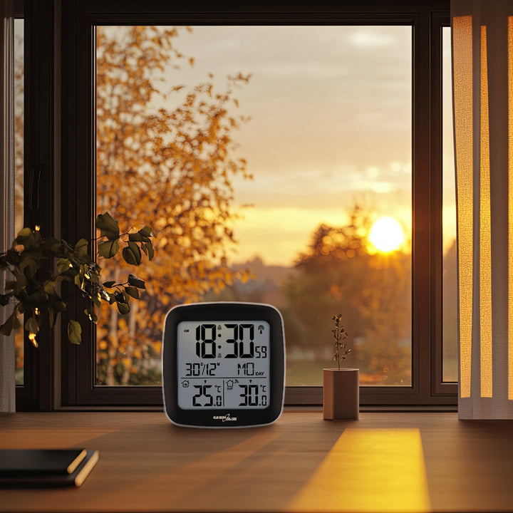 Stazione meteo wireless GreenBlue, con DCF, calendario, allarme, GB542 + 4x batterie alcaline AAA Varta Industrial