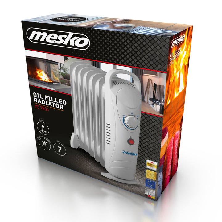 Riscaldatore ad olio Mesko, 7 costole, 800W, controllo della temperatura, grigio, MS 7804
