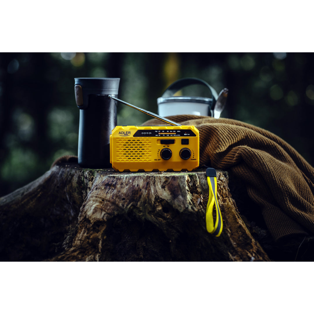 Radio solare Adler, batteria ricaricabile da 1200 mAh, torcia, manovella, AD 1197