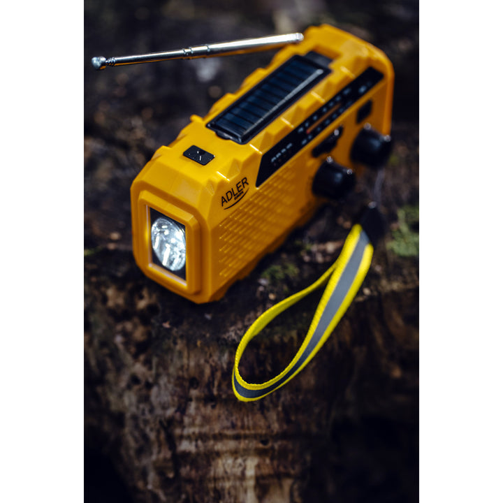Radio solare Adler, batteria ricaricabile da 1200 mAh, torcia, manovella, AD 1197
