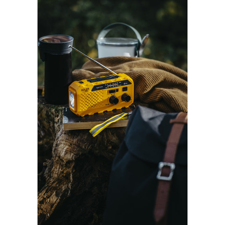 Radio solare Adler, batteria ricaricabile da 1200 mAh, torcia, manovella, AD 1197