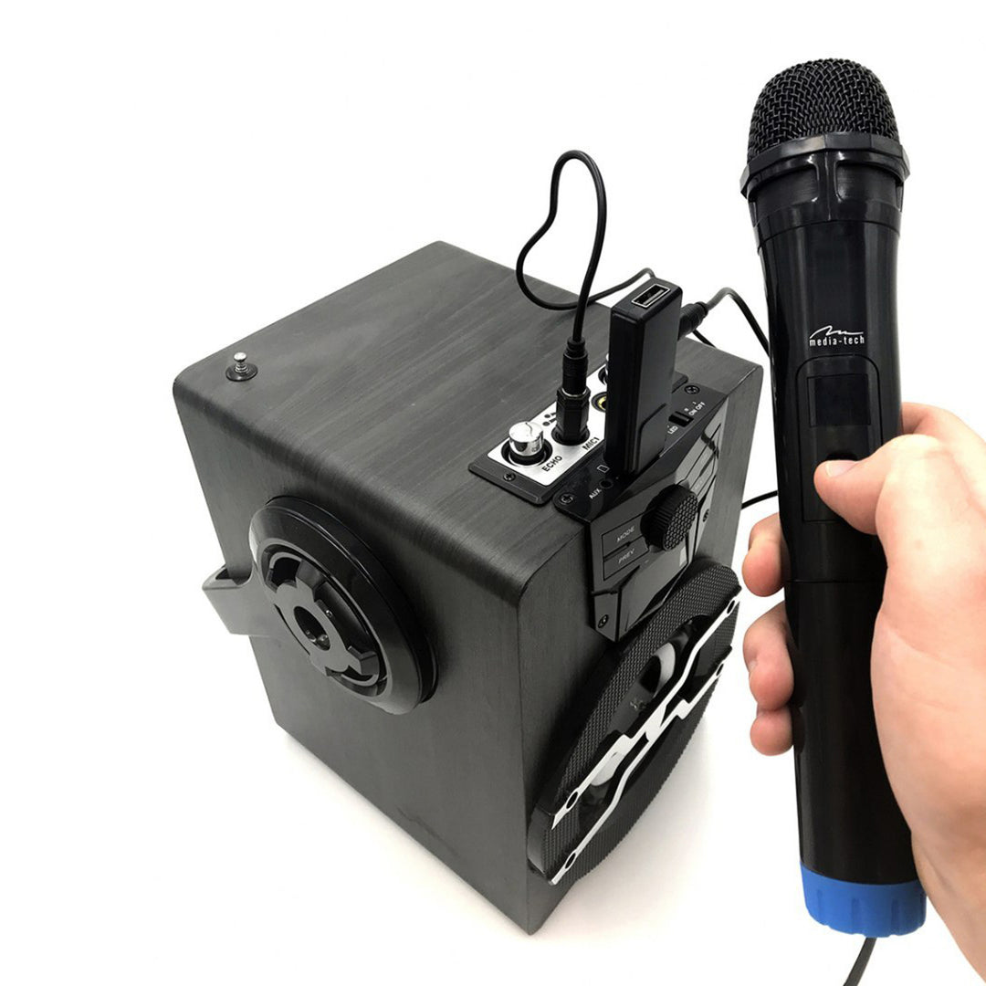 Due microfoni wireless con ricevitore USB per altoparlante con funzione karaoke, Mediatech MT395