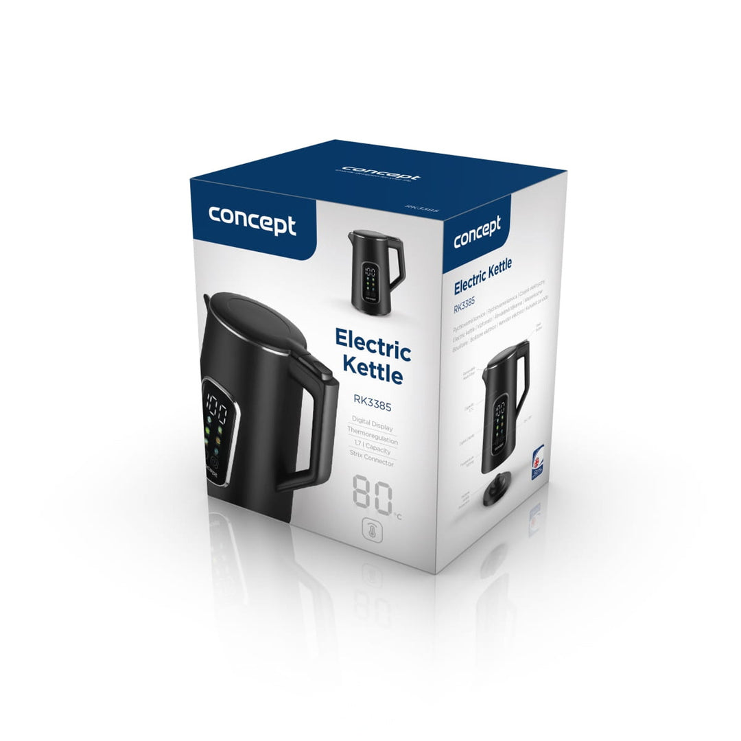 Bollitore elettrico Concept, 1,7L, controllo della temperatura, display LED, superficie Cool touch, indicatore del livello dell'acqua, RK3385