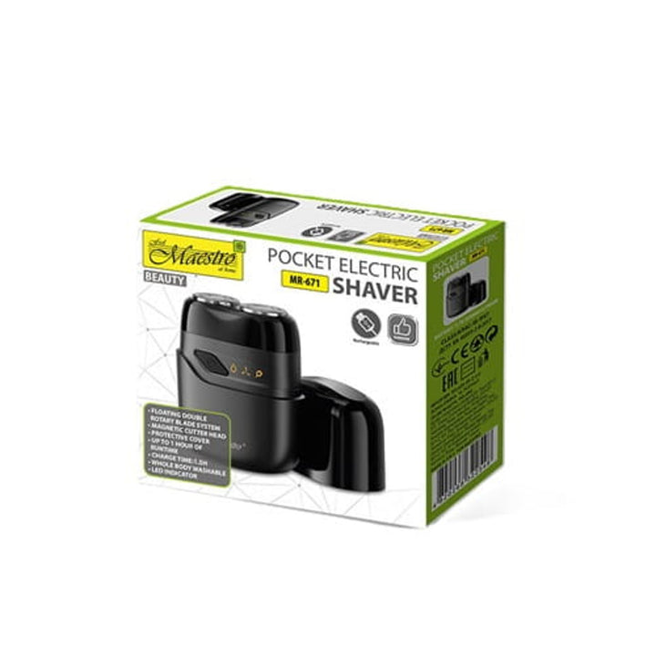 Rasoio elettrico Maestro, 2 testine, ricarica USB C, autonomia fino a 60 minuti, pulizia facile, MR-671
