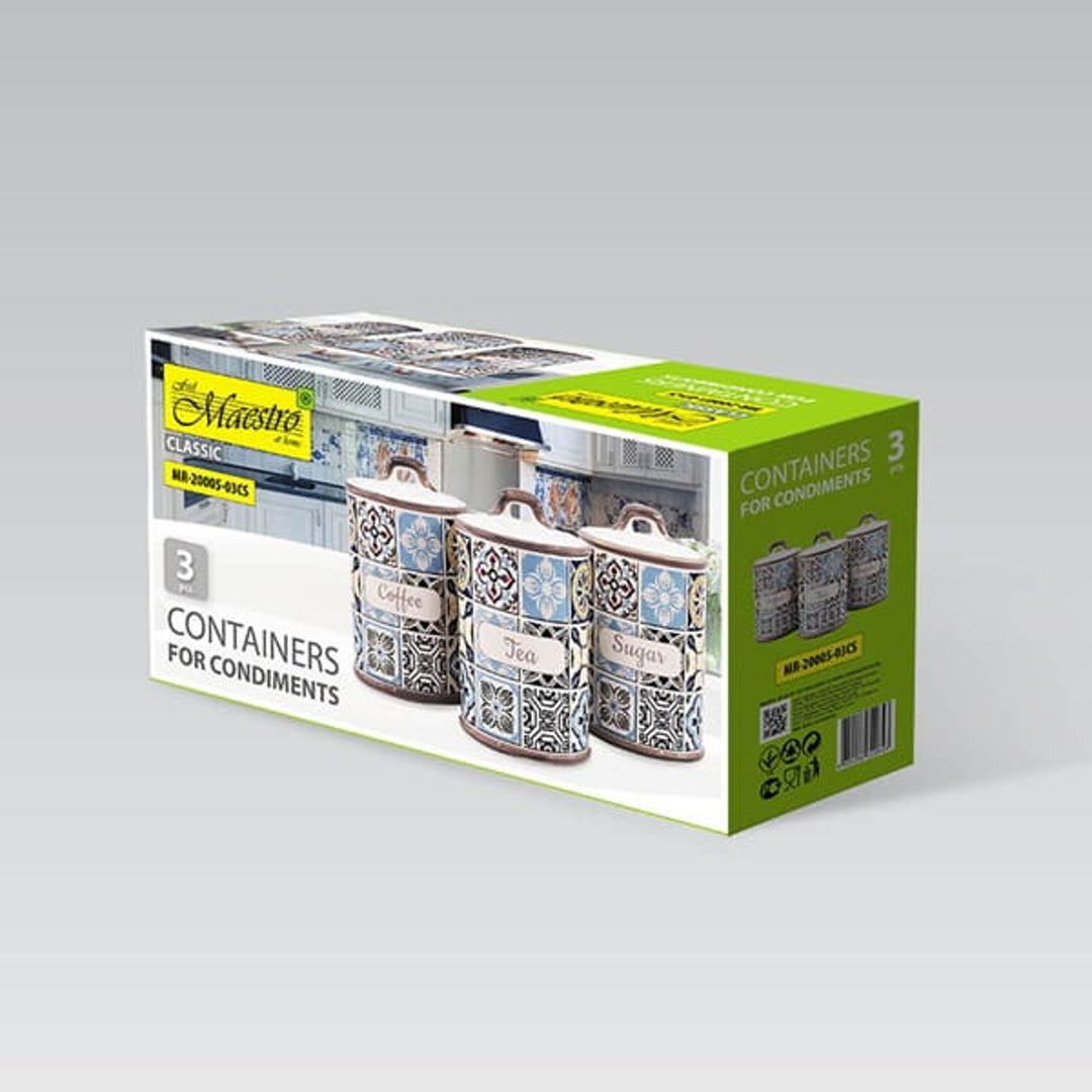 Set di contenitori in ceramica Holiday in Porto Maestro, 3 elementi, capacità 800 ml, chiusura in silicone, MR-20005-03CS