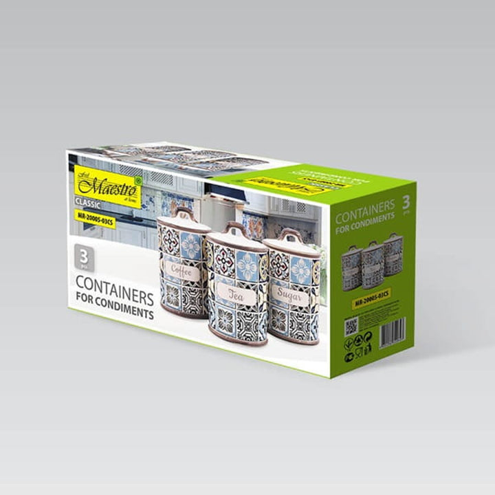 Set di contenitori in ceramica Holiday in Porto Maestro, 3 elementi, capacità 800 ml, chiusura in silicone, MR-20005-03CS