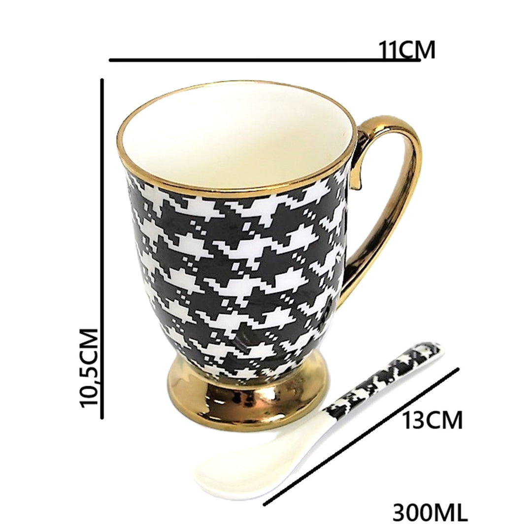 Tazza Pepite Manico d'oro Base Cucchiaio Porcellana Esclusiva, Regina Isabel