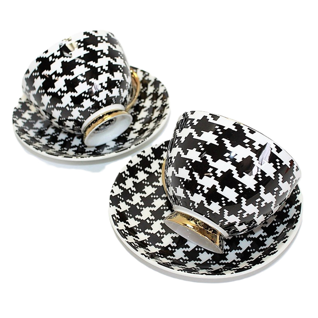 Tazze da caffè espresso 2+2 Pepite in porcellana con accenti dorati, Queen Isabel