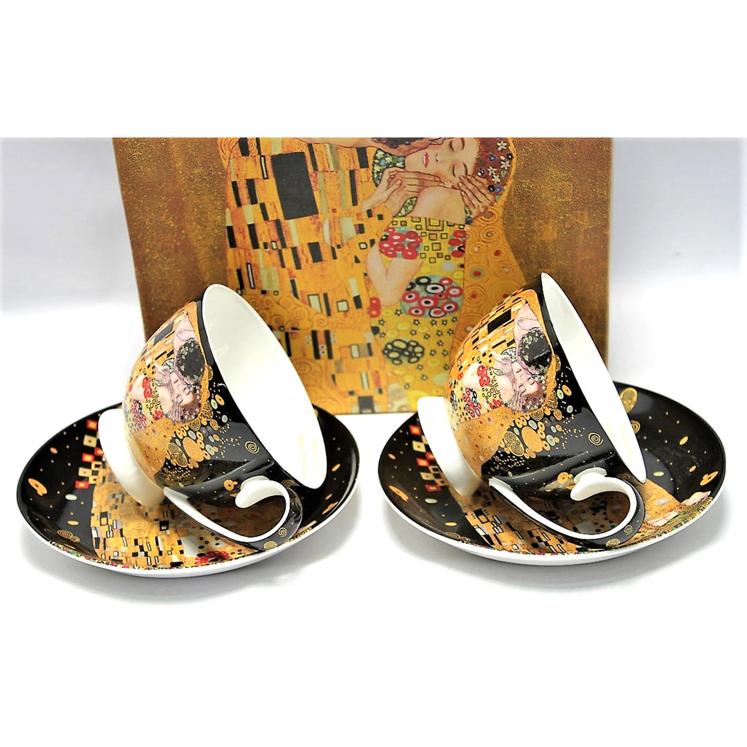 Set di 2 tazze in porcellana Queen Isabell, motivo Bacio di Klimt, 250 ml, W8KL356-22383