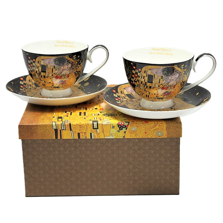 Set di 2 tazze in porcellana Queen Isabell, motivo Bacio di Klimt, 250 ml, W8KL356-22383