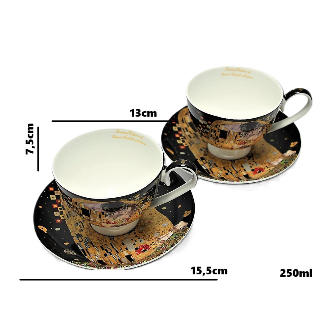 Set di 2 tazze in porcellana Queen Isabell, motivo Bacio di Klimt, 250 ml, W8KL356-22383